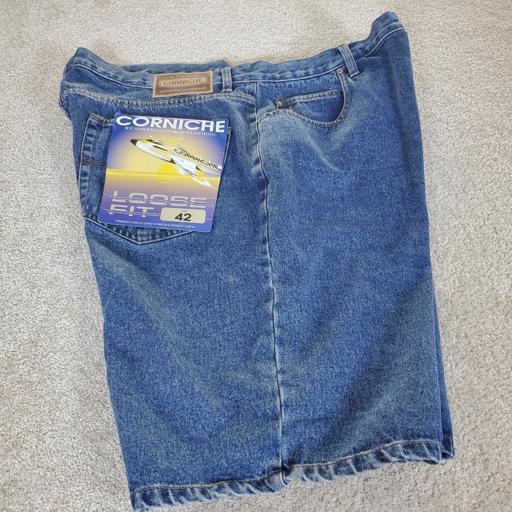 Corniche Men's Denim Shorts Size 42 Blue Loose Fit NWTGS